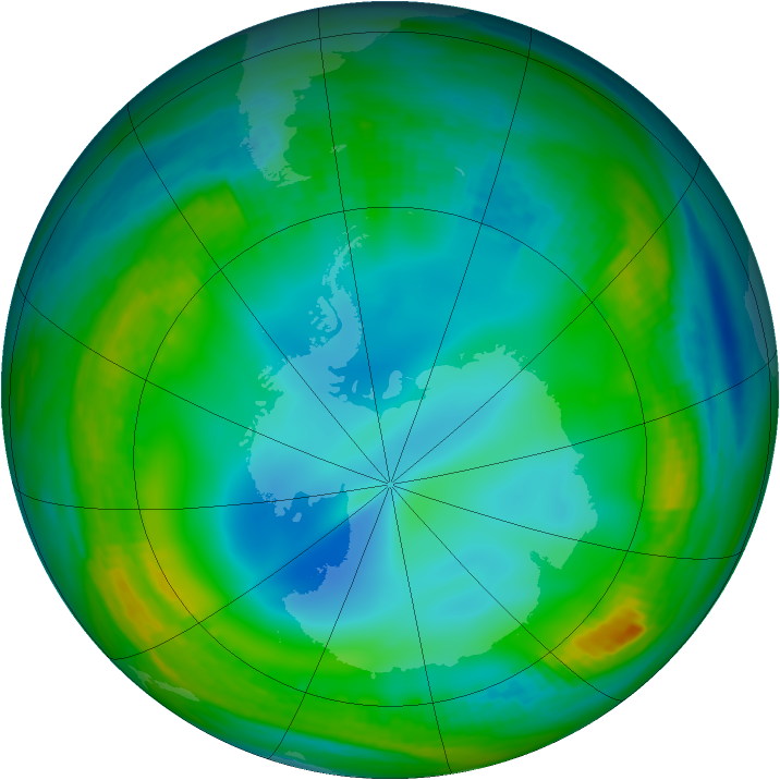 Antarctic ozone map for 16 June 1989